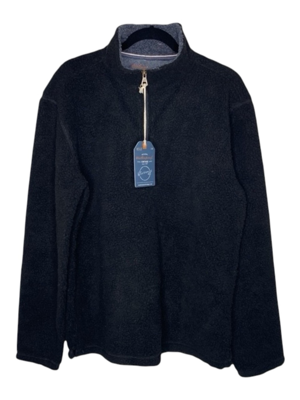 new Weatherproof ๐ Vegan Sherpa 1/4 Zip Pullover Sweatee Sweatshirt ๐ Black - Picture 2 of 16